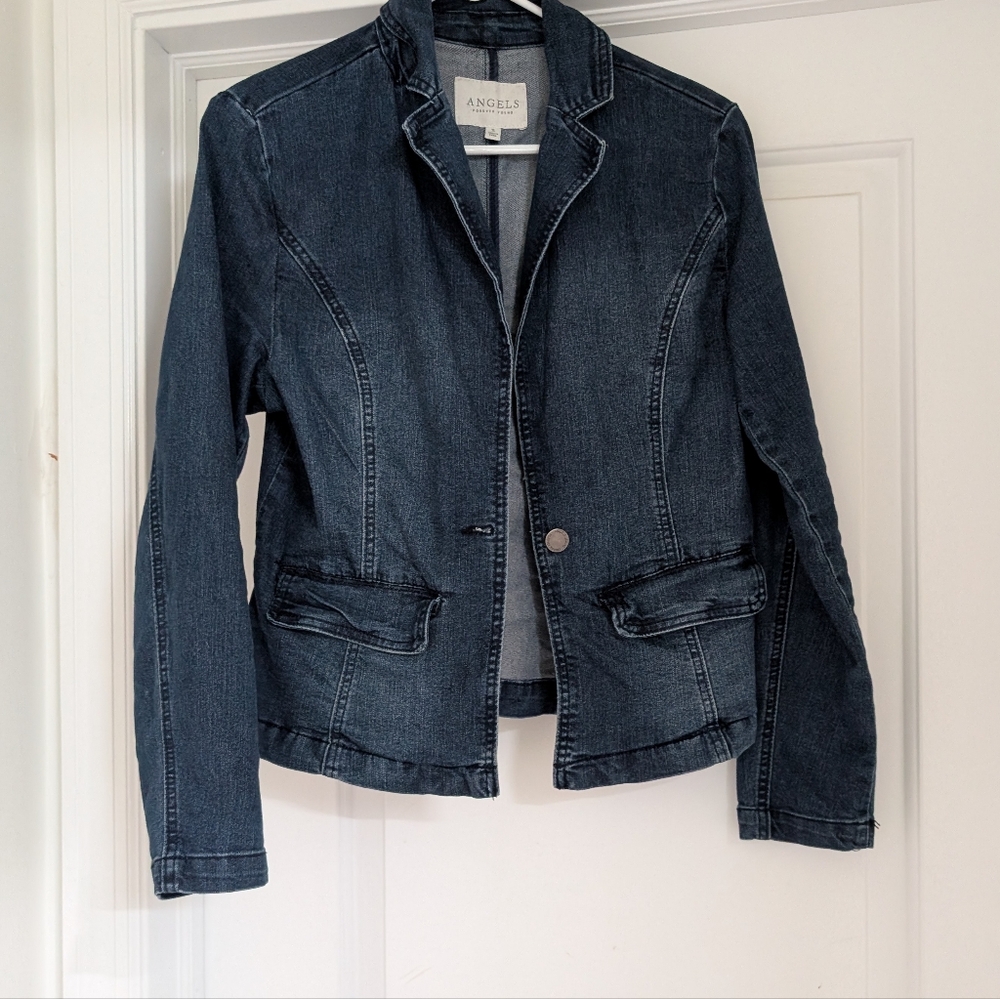 Angels Women's Denim Cotton Jacket Size S - Dark Blue